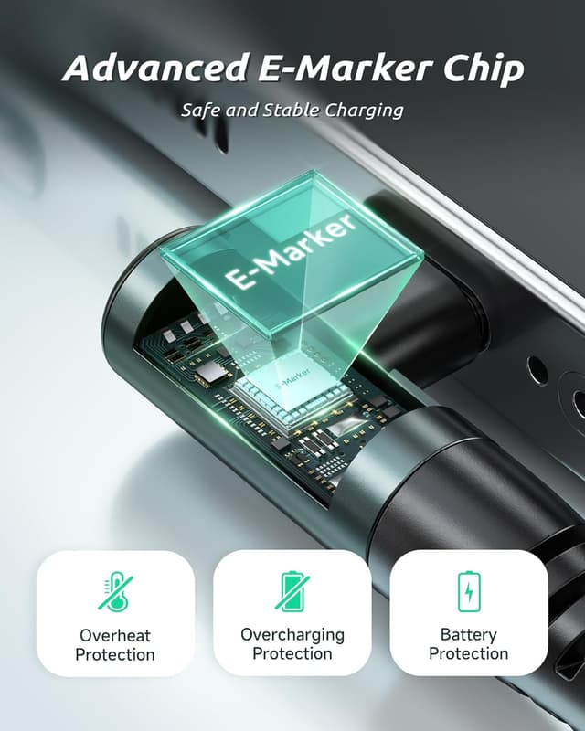 Detalle 2 de ZKAPOR USB‑C auf USB‑C Kabel (2 m) mit 90° Winkel, Schnellladen bis 100 W, Nylon – für iPhone 15, Galaxy S22/S23 & mehr