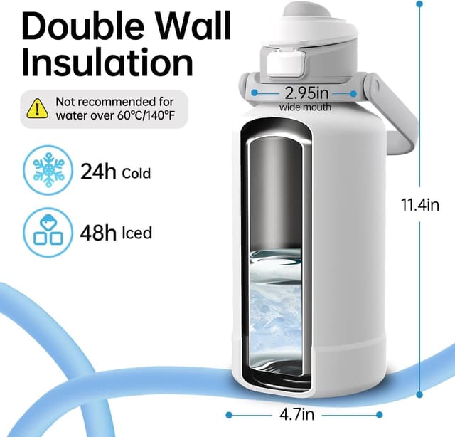 Detalle 2 de Magcheer 2L Magnetic Water Bottle with Phone Holder (White) – 48 hours cold trip bottle