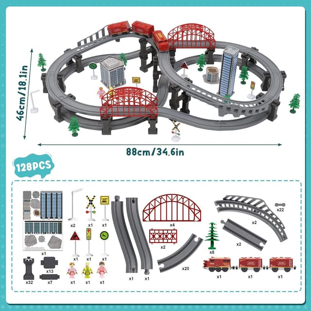 Detalle de XIAPIA Electric Train Set 128 pcs