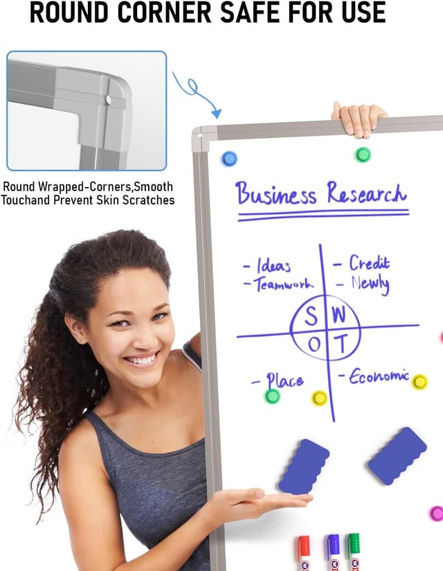 Thumbnail 6 de Nicpro Flip Chart Whiteboard with Stand (90 x 60cm) – Magnetic Dry Erase Easel with 4 Pens