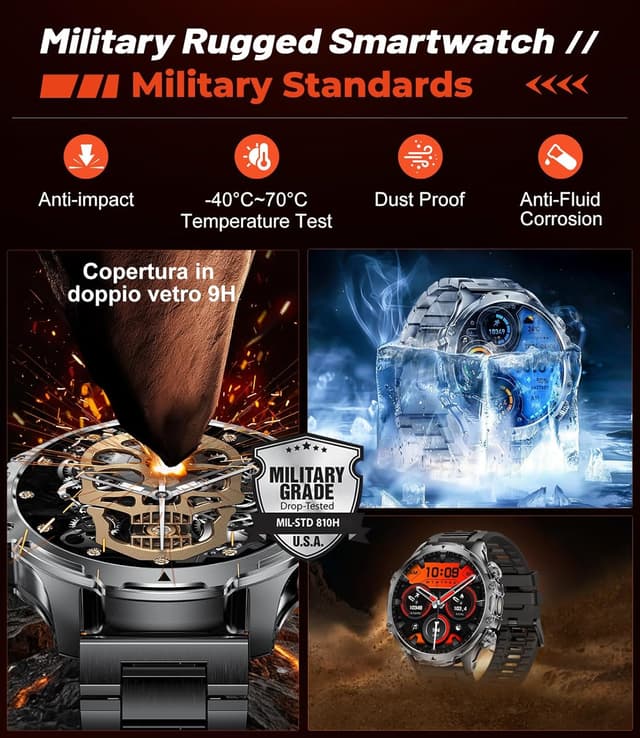 Detalle 2 de LIGE FV15 Smart Watch for Men with Bluetooth Calling, 1.85-inch HD Display and LED Flashlight