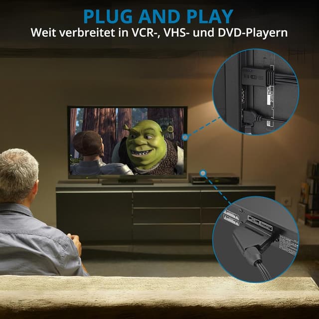 Detalle de AUTOUTLET Scart-auf-HDMI-Konverter mit 4:3/16:9-Umschalter für PAL/NTSC und 1080p-Ausgabe