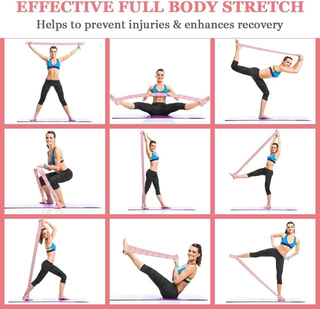 Detalle 2 de flintronic Yoga Stretching Strap – Stretching-Band mit 9 Schlaufen für Yoga, Pilates, Tanz & Gymnastik