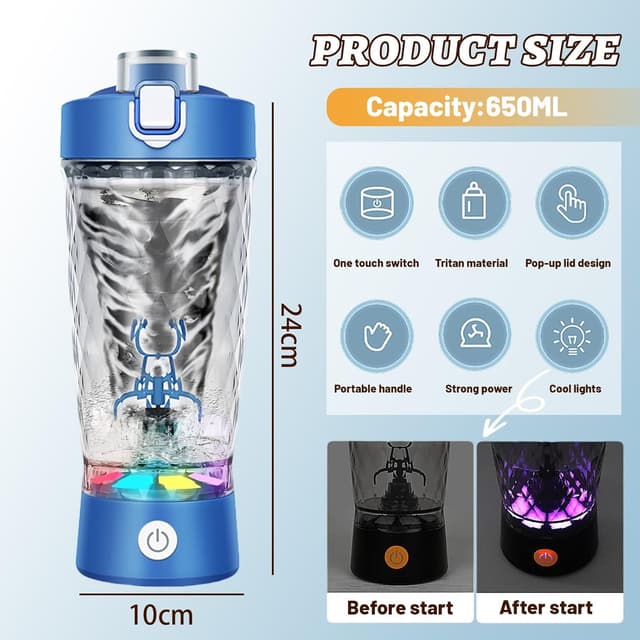 Detalle de flintronic Protein Shake Bottle 650ml 🥤