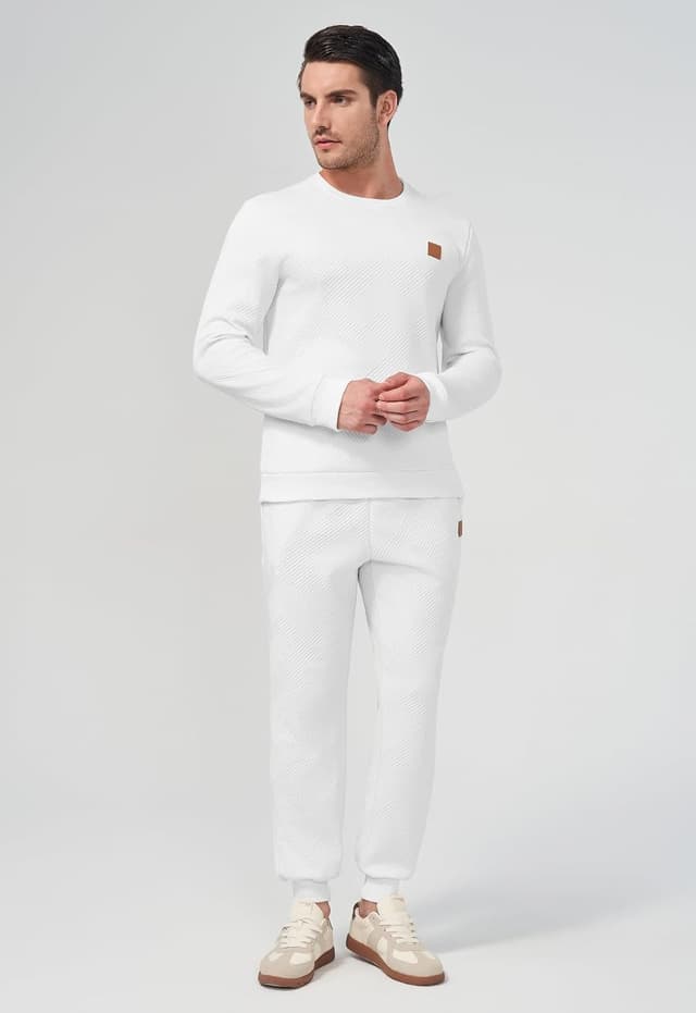 Detalle de KUYIGO Herren Trainingsanzug-Set (2-teilig) aus atmungsaktivem Baumwoll-Sweat – für Fitnessstudio, Laufen & Freizeit, S-2XL