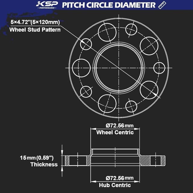 Detalle de KSP 5x120mm Wheel Spacers (15mm, Hubcentric, Forged) for BMW E36/E46/E60/E90/E92 Series