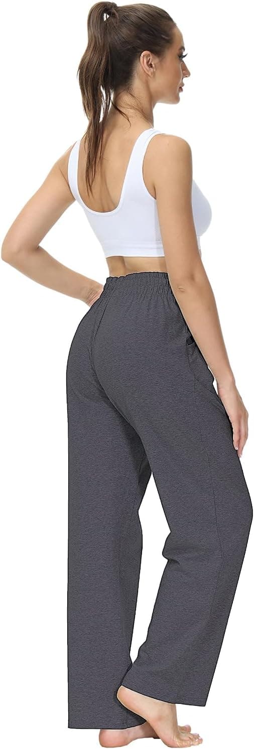 Detalle de HMIYA Jogginghose für Damen aus Baumwolle mit Elasthan, Taschen und geradem Bein