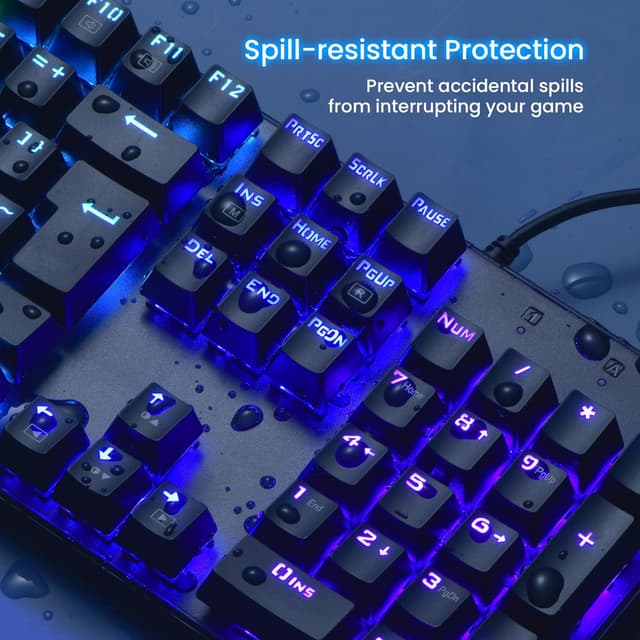 Detalle 2 de RisoPhy Mechanical Gaming Keyboard, 104-Key Ultra-Slim RGB Blue Switch USB Wired