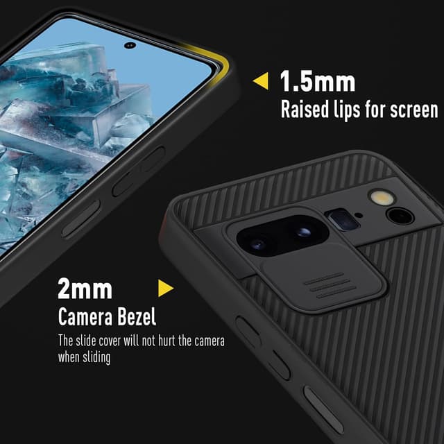 Detalle de XTCASE Coque pour Google Pixel 8 Pro avec protection caméra et étui arrière ultra mince – Noir