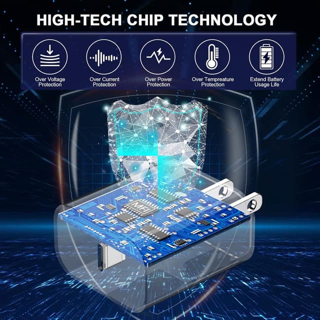 Detalle de MFi Certified 2-Pack 20W Fast iPhone Charger with 10FT USB-C to Lightning Cable (MFi) for iPhone 14/13/12/11 and More