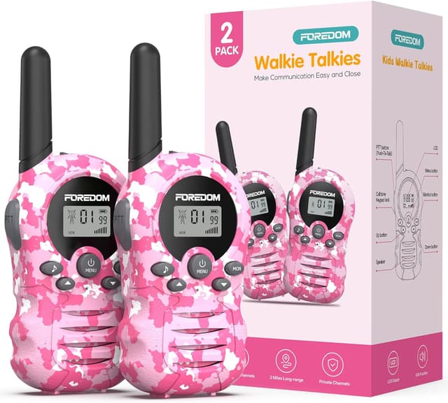 Detalle de FOREDOM Kinder-Walkie-Talkies 2er-Set (3–12 Jahre) mit 8 Kanälen, LCD-Display & 3 km Reichweite