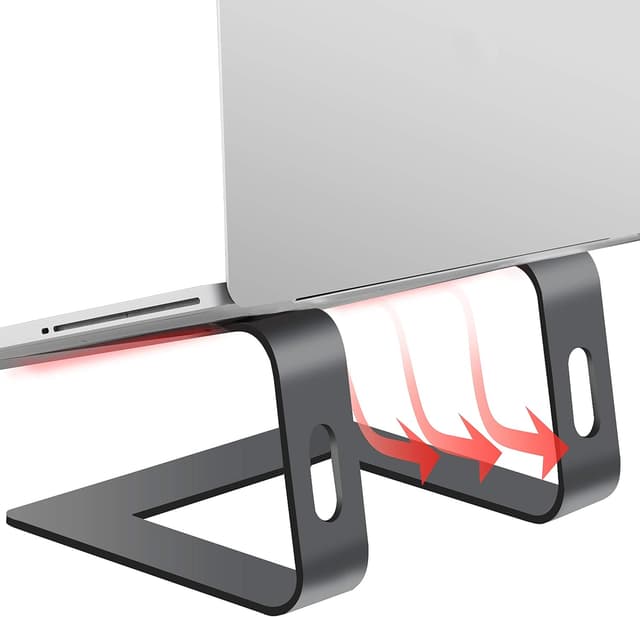 Detalle de Orionstar aluminium laptop stand for desk (10–15.6 inch), ergonomic riser with detachable holder, grey