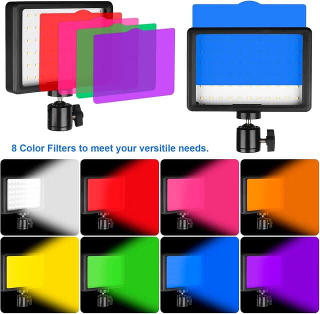 Detalle 2 de Ci-Fotto LED Fotolicht Video Licht 2er-Set, dimmbar (5600K), USB-Panel inklusive Farbfilter