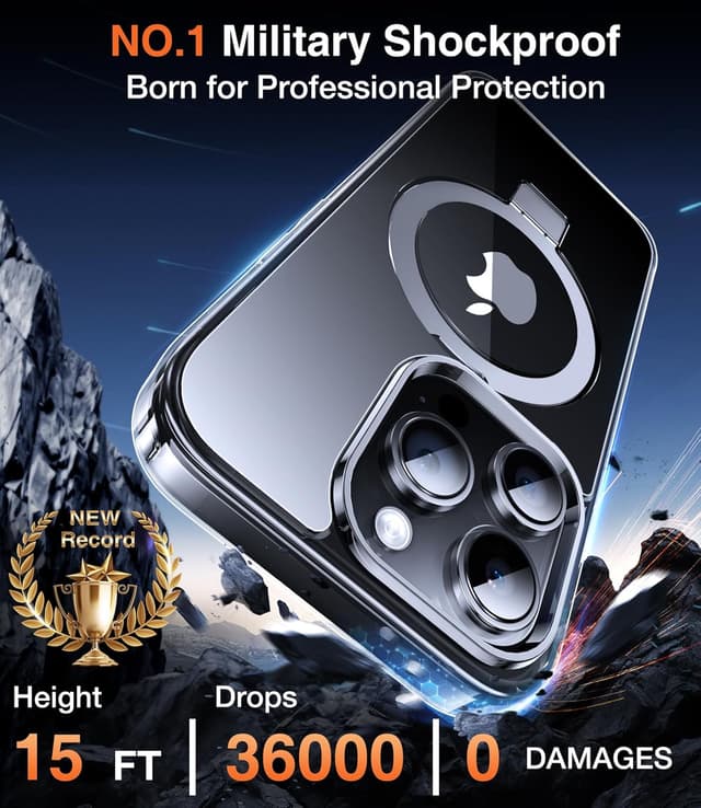 Detalle de Chicfun 3-in-1 Magnetic + KickStand + Ring Holder case for iPhone 13 Pro (MagSafe compatible) – Transparent