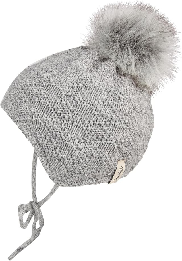 Detalle de Sterntaler Mädchen Strickmütze Struktur Beanie-Mütze mit Kunstfell-Pompon
