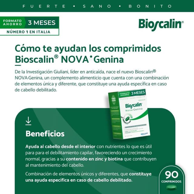 Detalle de Bioscalin NOVA·Genina 90 comprimidos Biotina y Zinc