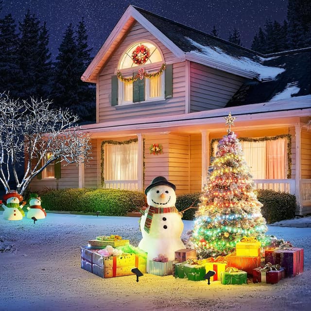 Detalle 2 de Linkind Colour Changing Solar Lights RGBW Solar Spotlight (9 Colours) IP65, Ground Stake Uplighter – 2 Pack