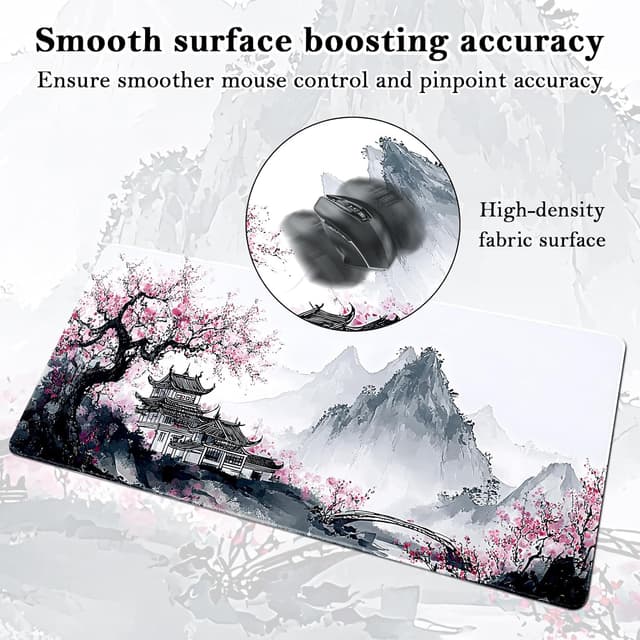 Detalle de Yimomoyi Mauspad XXL 900x400 mm (E90) mit vernähten Kanten – für Gaming, Arbeit & Studium