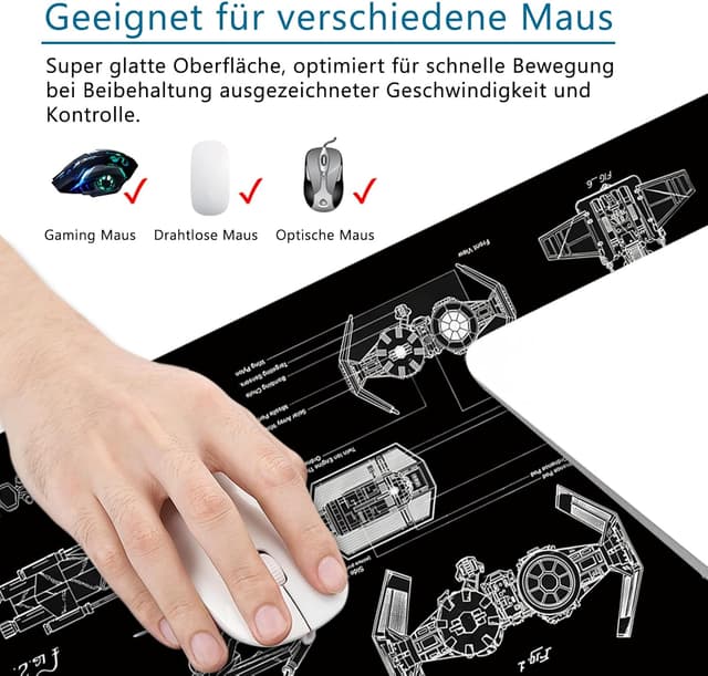 Detalle 2 de VYEUIAO Schwarz XL Gaming Mauspad 800x300mm