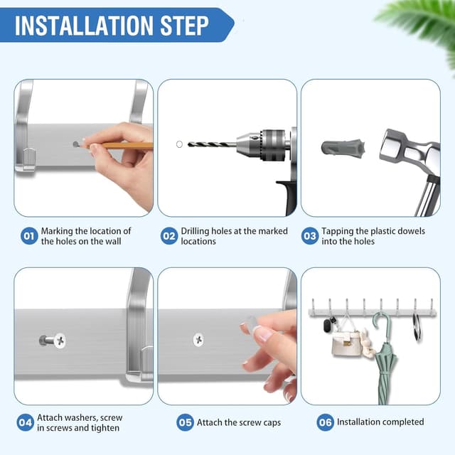 Thumbnail 6 de ZUIMENG Appendiabiti da Parete 3 ganci 🪝