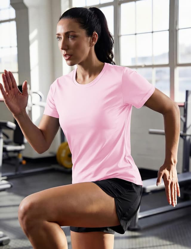 Detalle de TACVASEN women’s short-sleeve outdoor sport T-shirt with quick-dry UV protection (UPF 50+)