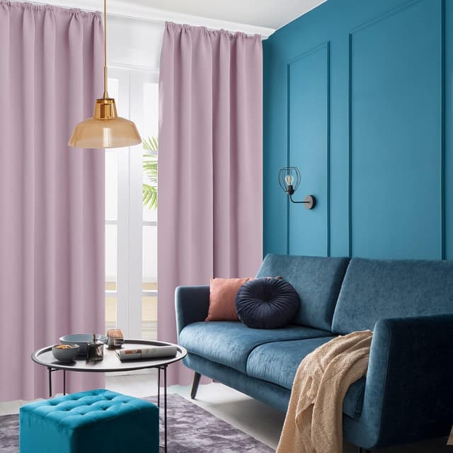 Detalle de Deconovo Verdunkelungsvorhänge mit Kräuselband (245x140 cm), Hellpink – 2er Set