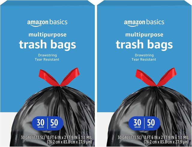 Thumbnail 5 de Amazon Basics 30-Gallon Drawstring Trash Bags