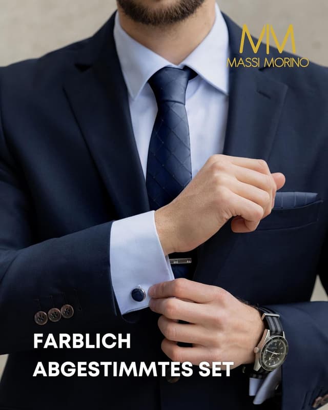 Detalle de Massi Morino Krawatte Set – stilvolles Herren 5‑In‑1 Geschenkset