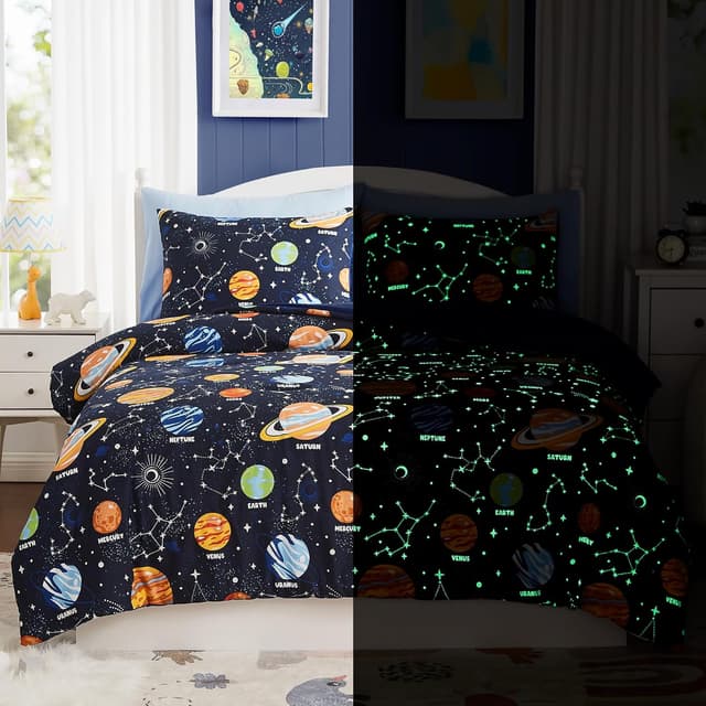 Detalle de Twin Kids Comforter Set Glow in The Dark 5-Piece