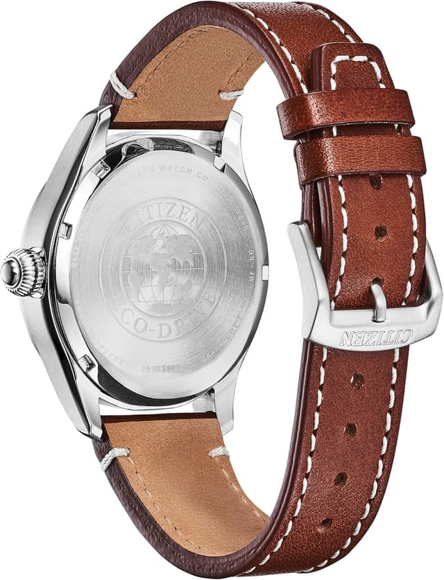 Detalle de Citizen Men’s Sport Casual Garrison 3-Hand Date Eco-Drive Leather Strap Watch (Field Watch)