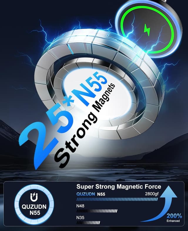 Detalle 1 de QUZUDN iPhone MagSafe Car Mount 15W