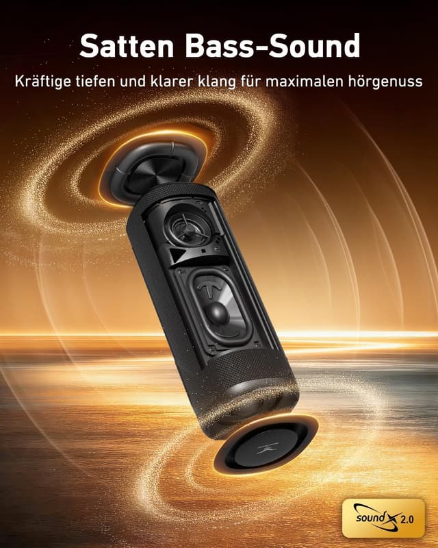 Detalle de StageSound Outdoor Bluetooth Lautsprecher „GoFree 2“ mit 40 W Peak, IP67, RGB & TWS Stereo