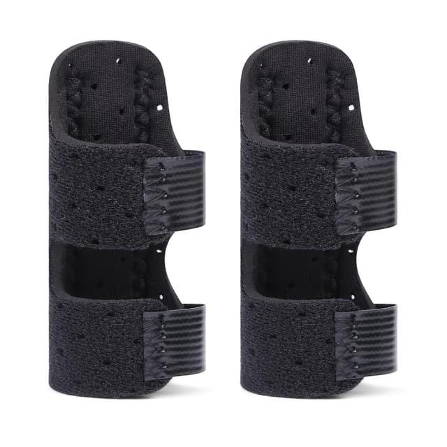 Detalle de ACWOO Stecche per le dita regolabili (2 pezzi) in nero, supporto per dito a scatto e dolore