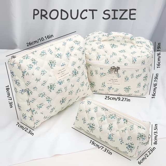 Detalle 2 de Aucuu Kosmetiktasche Set 3-teilig mit Blumen