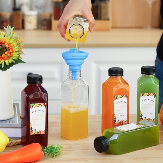 Detalle de Moretoes 36-Pack 16oz Reusable Juice Bottles (Plastic) with Lids