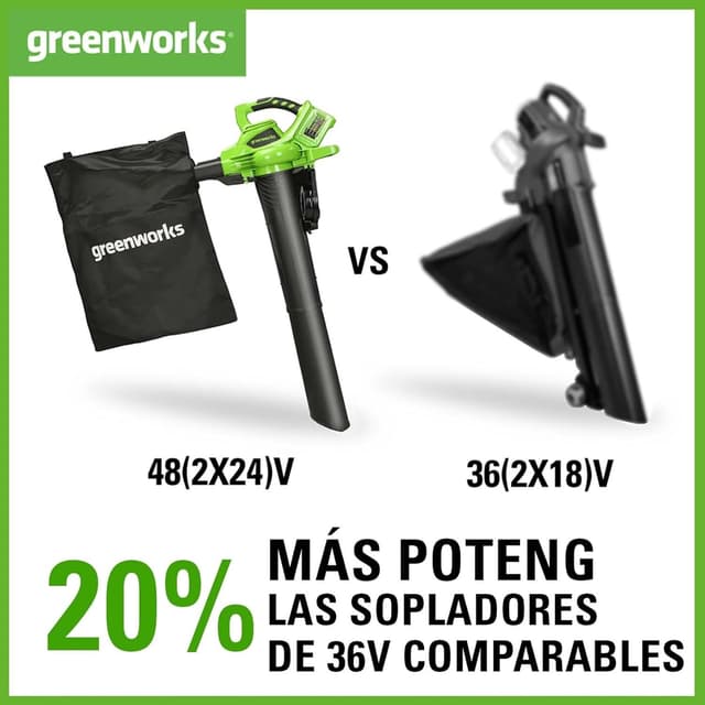 Thumbnail 2 de Greenworks GD24X2BV Soplador Aspirador 48V sin baterías