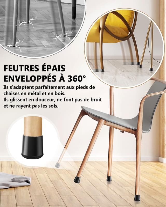 Detalle de Lytool 26 protège-pieds de chaise en silicone (feutre épais), pour pieds 14 à 20 mm