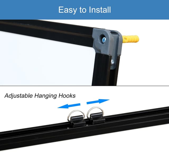 Detalle de XIWODE Magnetic Dry Erase Board (60 x 45cm) – wall mounted whiteboard with black aluminium frame