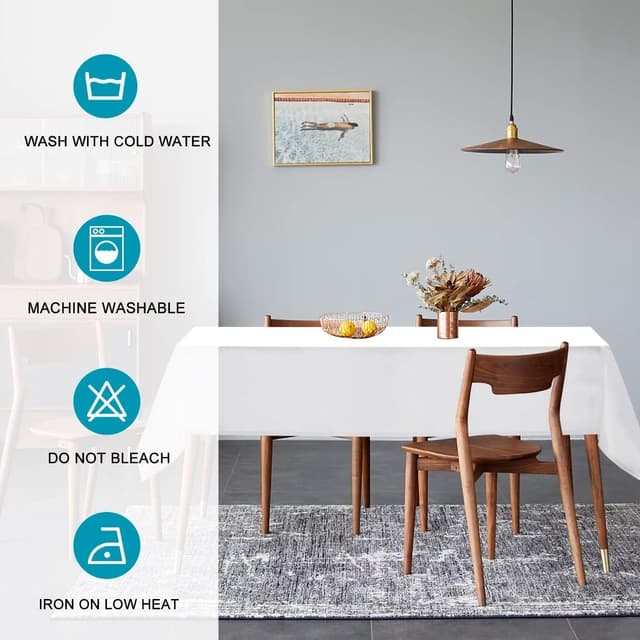Detalle de Hiasan Nappe blanche rectangulaire anti-taches 140x240 cm, imperméable et lavable