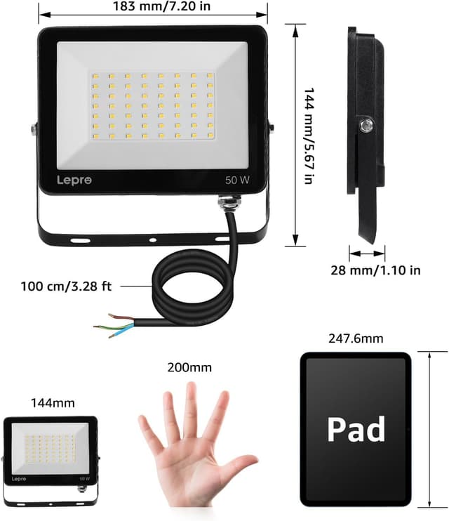Thumbnail 5 de Lepro 50W LED Floodlight 5000lm for Garden