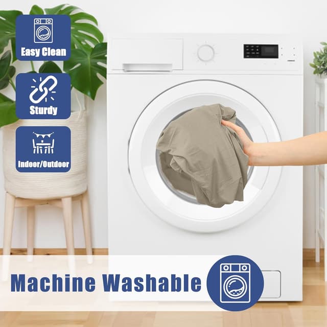 Detalle 2 de Moosfor Round Spandex Tablecloth (Taupe) — Elastic Fitted Waterproof Cover for 45"–56" Tables