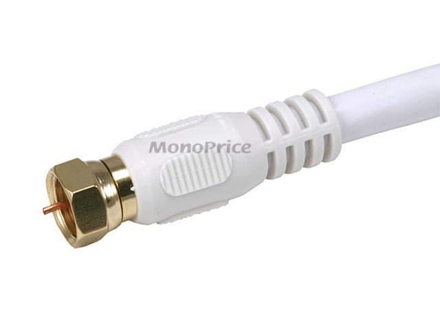 Detalle 2 de Monoprice 104061 RG6 Quad Shield CL2 Coaxial Cable with F Type Connector, 50ft (White)