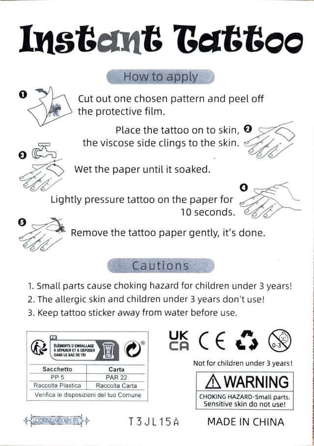 Thumbnail 4 de Totenkopf Rosen Tattoo temporär 19x14 cm