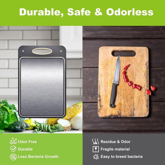 Thumbnail 3 de Fiyon Double Sided Cutting Board — Stainless Steel 🍽