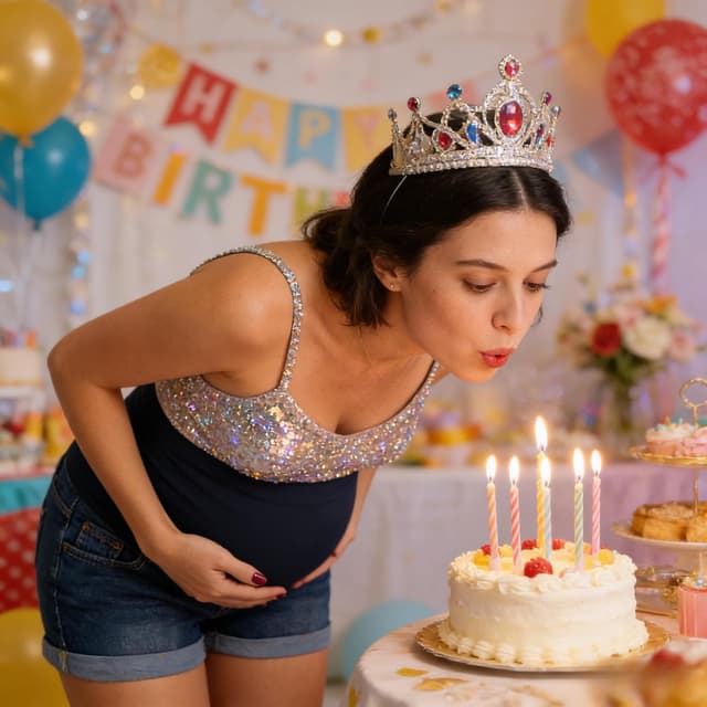 Detalle de Fitglam Women’s Over-Belly Maternity Shorts with Pockets (Denim Stretch)