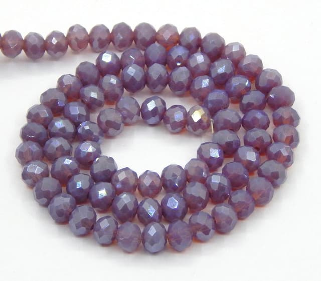 Detalle de Tschechische böhmische Kristallperlen (Rondelle) 3 x 2 mm, opak dunkel lila – 1 Strang mit 160 Stk