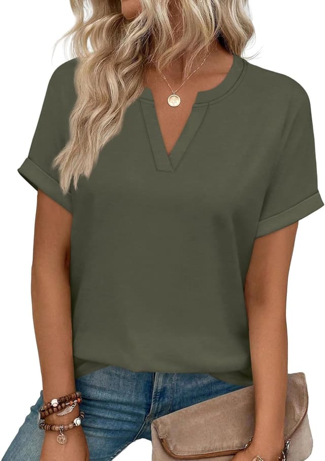 Detalle 2 de WIHOLL Womens Blouses V‑Neck Short Sleeve