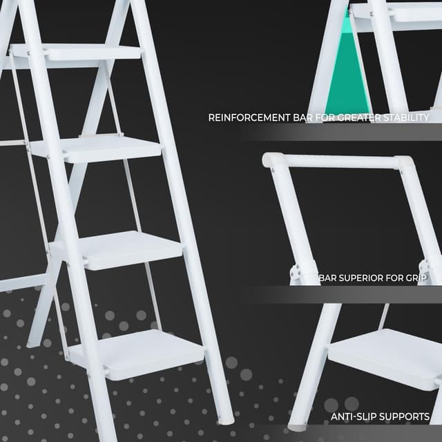 Thumbnail 6 de UZIRO Scaletta 4 gradini in acciaio