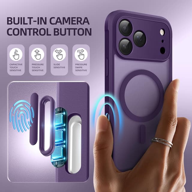 Detalle de BERFY iPhone 17 Pro Max Case with MagSafe, Built-in Privacy Screen Protector (6.9")