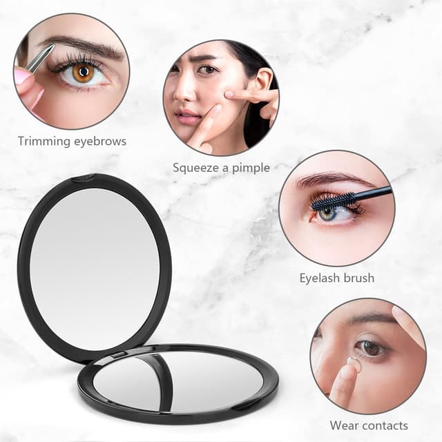 Detalle de OSDUE Specchio da Viaggio Portatile bifacciale con ingrandimento (10 cm, 2 lati)
